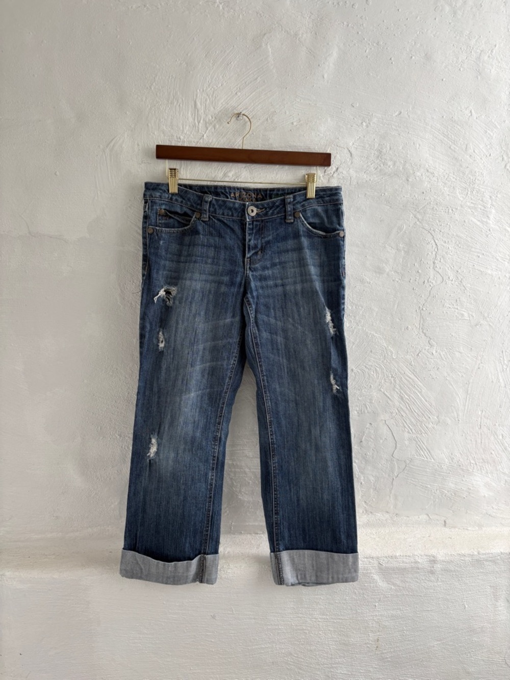Womans arizona jeans distressed relaxed boyfriend jeans